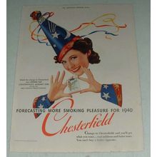 1940 Chesterfield Cigarettes Ad w/ Donna Dae