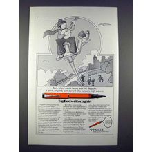 1971 Parker Big Red Pen Ad - Writes Again!