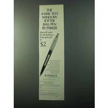 1971 Parker Jotter Ball Pen Ad - 4-Way Test Window