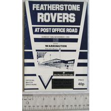 1985 programme Featherstone Rovers v. Warrington