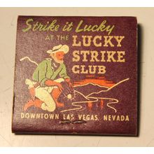 VINTAGE Las Vegas MATCH BOOK Casino Advertising STRIKE IT LUCKY CLUB Gambling