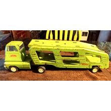 Old Vintage Tonka Light Green Car Carrier Truck Pressed Steel 1960s 18 1/2" Long