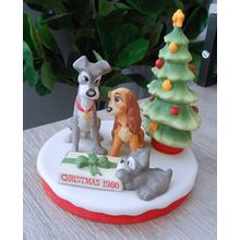 Vintage Walt Disney Lady and the Tramp 1980 Christmas Figurine Japan