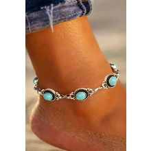 Silver Bohemian Turquoise Casual Anklet