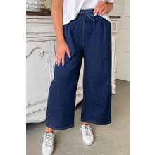 Real Teal Plus Size Drawstring High Waist Wide Leg Casual Jeans