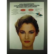 1981 Aziza Shine-On Lip Gloss Ad - Which Lasts Longer