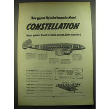 1946 Lockheed Constellation Plane Ad - Now you can fly in the famous Lockheed