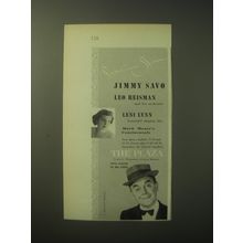 1948 The Plaza Hotel Ad - Jimmy Savo, Leo Reisman, Leni Lynn