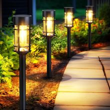 Solar Pathway Lights, 8 Pack LED Solar Lights Outdoor Waterproof, Glass Metal Ga