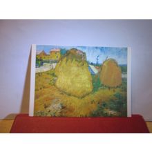 HAYSTACKS IN PROVENCE, painting by Vincent Van Gogh. unused postcard =