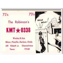 kmt-0338 wesley robinson channelview tx 1960s cb qsl vintage postcard