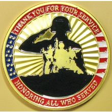Salute To US Military. Challenge Coin. 1.50". 84b.