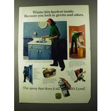 1973 Lysol Spray Ad - Winter Hits Hardest Inside
