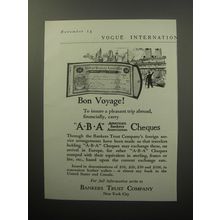 1920 Bankers Trust Company Ad - Bon Voyage! To insure a pleasant trip abroad