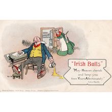 Irish Bulls Antique John Smith Alcohol Pint Beer Old Comic Postcard