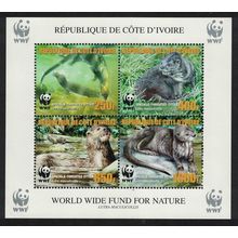 Ivory Coast WWF Speckle-throated Otter MS ERROR 2005 MNH MI#Block 58A