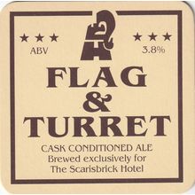 BEER MAT - FLAG & TURRET BREWHOUSE - CASK CONDITIONED ALE - (Cat 001) - (1998)