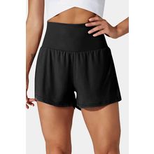 Black Pocketed Wide Waistband Swim Shorts