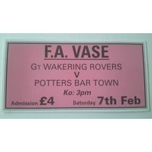 Great Wakering Rovers v Potters Bar Town Football Ticket Stub Non League