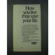 1986 American Cancer Society Ad - How You Live May Save Your Life