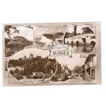 BEAUTY SPOTS OF SUSSEX. multiview used vintage postcard 1962 postmark