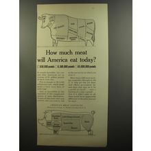 1953 American Meat Institute Ad - How much meat will America eat today?