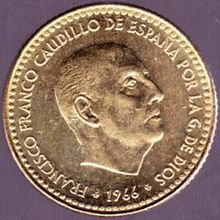 1966 (75) Spain 1 Peseta Coin