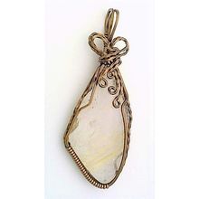 Rutilated Quartz Bronze Copper Wire Wrap Gemstone Pendant 14