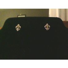 Silver Cubic Zirconia CZ Fleur De Lis Studs Post Earrings 1/2”