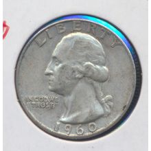 1960-D Washington 90% Silver Quarter, Circulated and Ungraded