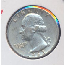 1963-D Washington 90% Silver Quarter, Ungraded, Nicer Coin