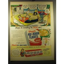 1950 Post's 40% Bran Flakes Cereal Ad - He's the only sour note on echo lake