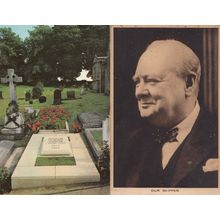 Our Skipper Winston Churchill Grave 2x Postcard