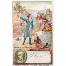 George Byron Poet Printed Signed Bendorps Cocoa Drink Postcard Old Trade Card