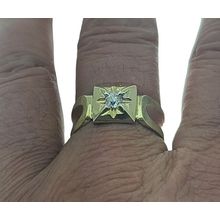 New Solid Real 14k Yellow Gold Men Ring Round CZ Stone 5.1 Grams Size 10.5