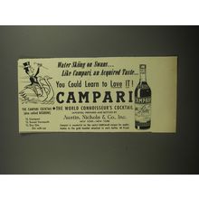 1956 Campari Aperitif Ad - Water Skiing on Swans