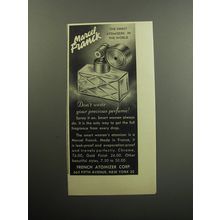 1957 Marcel Franck Atomizer Ad - Don't waste your precious perfume!