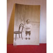 A YOUNG LAD, antique portrait photograph postcard by A J Crosse, Whitchurch =