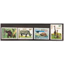 Sénégal 2002 Faune Gorille Rhinoceros Autruche Tortue Girafe 4 val. RARE MNH