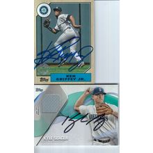 KEN GRIFFEY JR & KYLE SEAGER JERSEY AUTO 2017 SEATTLE MARINERS HOF WORLD CHAMPS