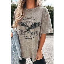 Parchment AMERICA FREE BIRD Vintage Graphic Mineral Washed Tee