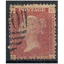 1858 SG43 1d Red Plate 134 Good/Fine Used Check Letters "RA".