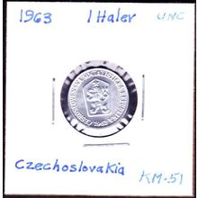 1963 Czechoslovakia 1 Haler Coin