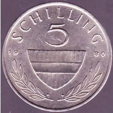 1980 Austria 5 Schilling Coin