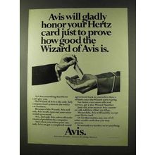 1973 Avis Rent-a-Car Ad - Honor Your Hertz Card