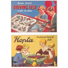Hopla Board Game Remote Driving Test 2x Toy Advertising Postcard s