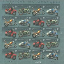 American Motorcycles Complete Sheet of Twenty 39 Cent Stamps Scott 4085-88
