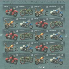 American Motorcycles Complete Sheet of Twenty 39 Cent Stamps Scott 4085-88