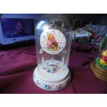 DISNEY'S WINNIE The POOH & PIGLET 9" Pendulum Clock in Glass Dome! Works Great!!