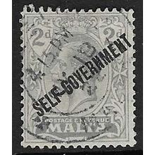 MALTA 1922 GEORGE V WMK MULT SCRIPT CA 2d OVERPRINTED SELF-GOVERNMENT USED SG117